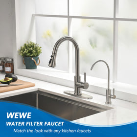 WEWE gooseneck faucet with 360 degree rotation for flexible reach
