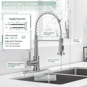 WEWE kitchen faucet in brushed nickel finish adds durable style to any sink