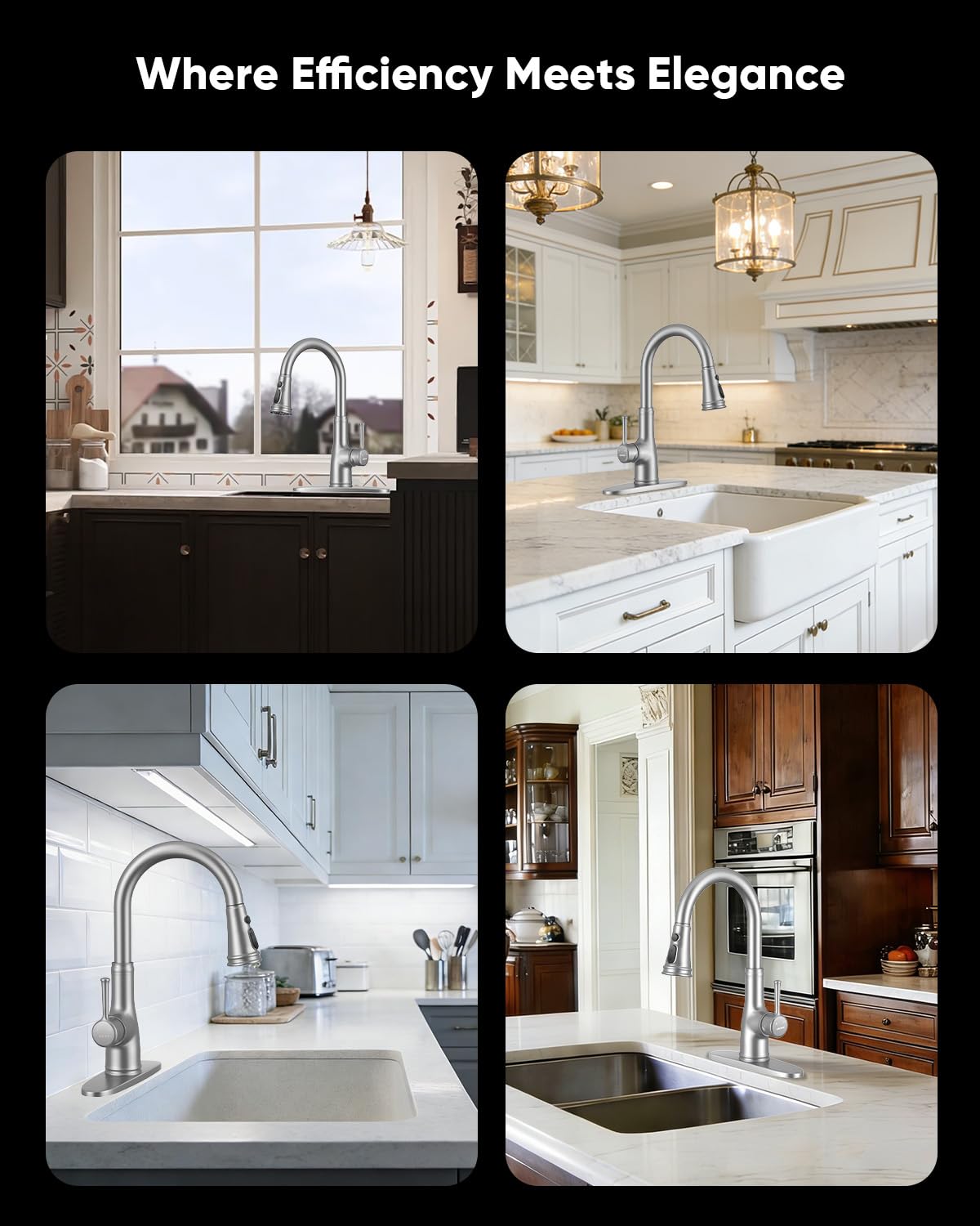 WEWE Vintage kitchen faucet three spray modes for versatile tasks