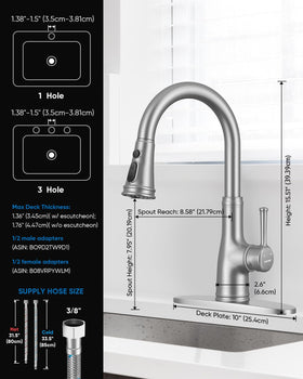 WEWE Vintage kitchen faucet single-handle control for precise temp and flow