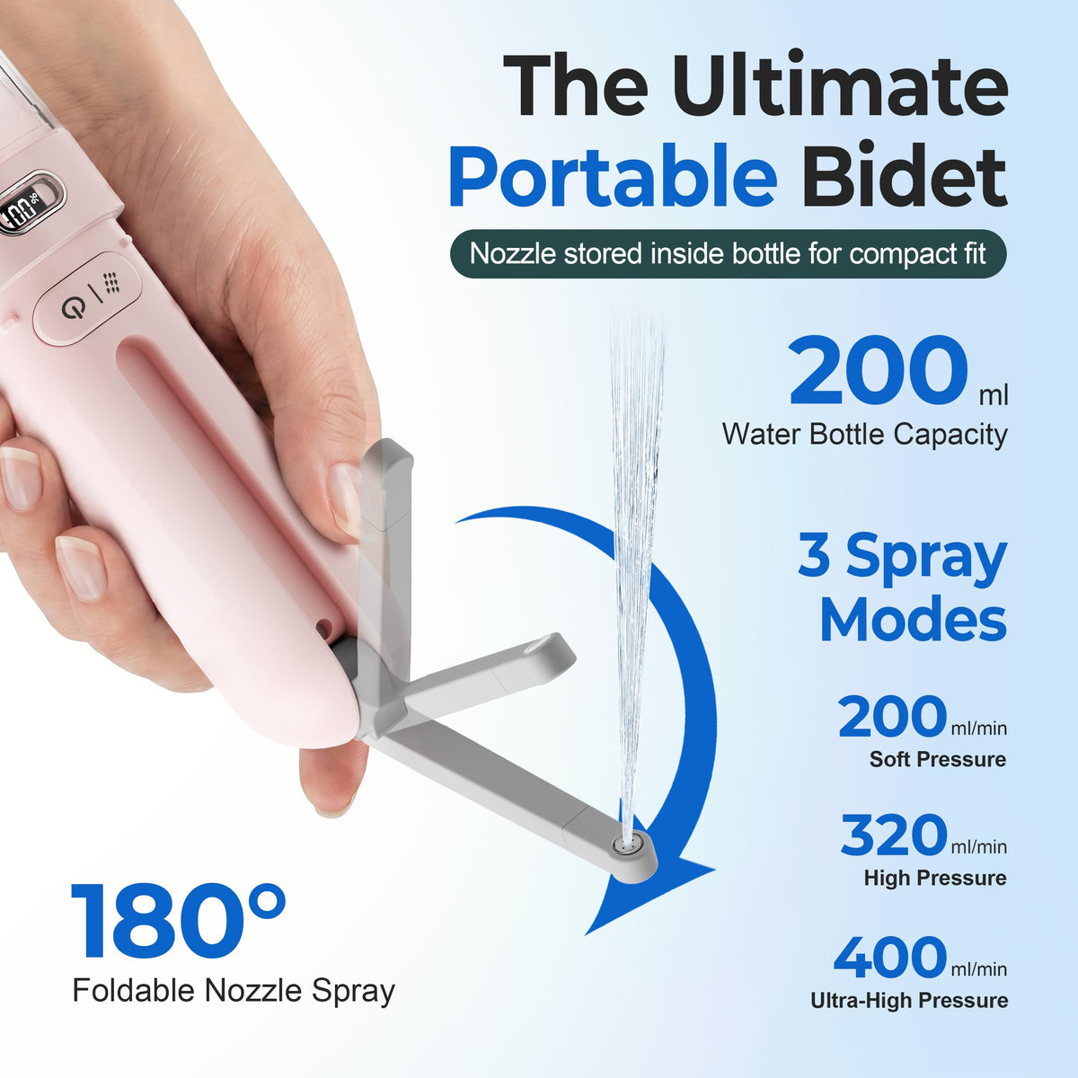 WeWi HLTH pink bidet with standard bottle adapter for versatile water supply