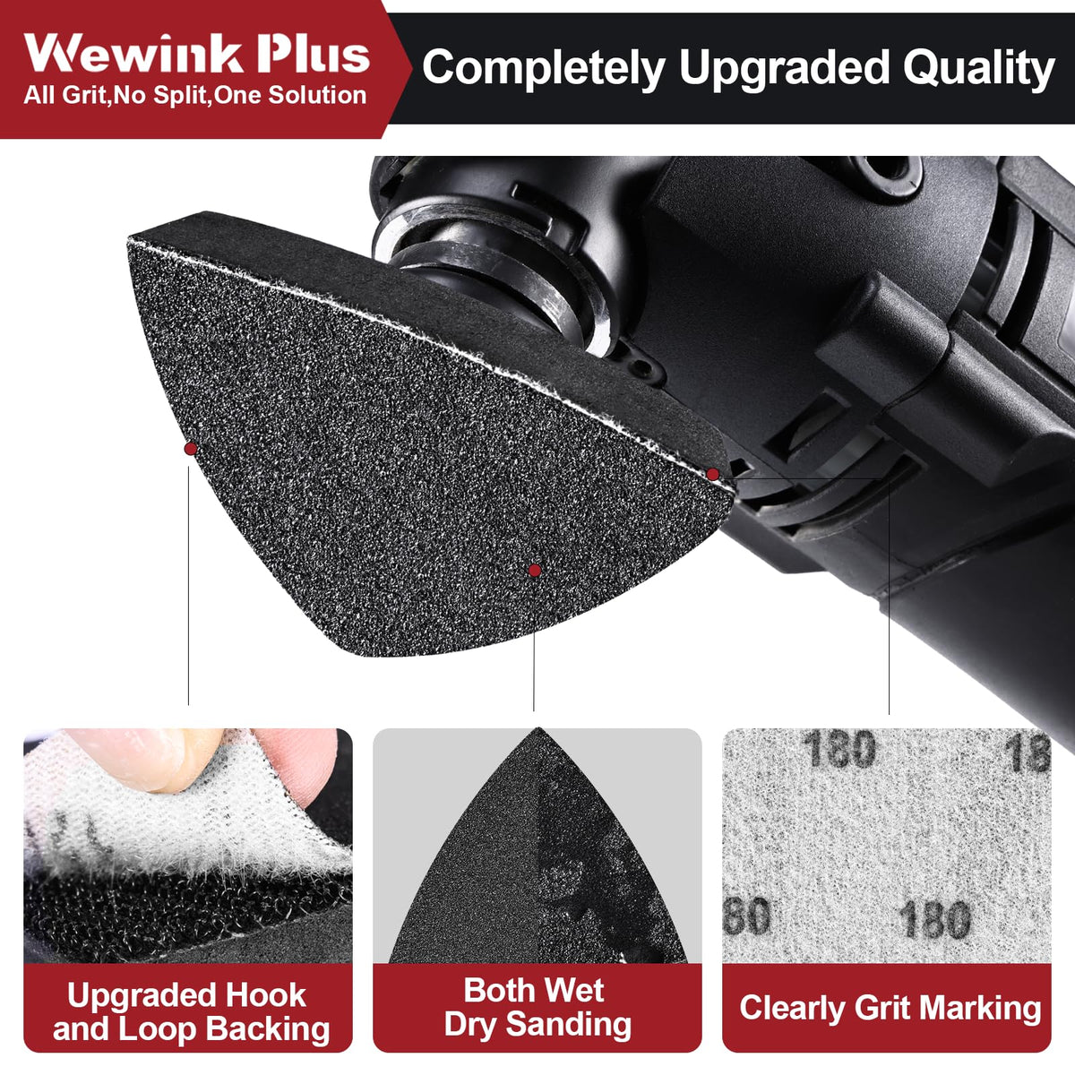 WEWINK PLUS 80mm triangle pad holder keeps pads secure during detail work.