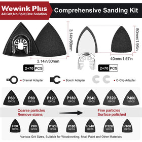 WEWINK PLUS grit assortment 180-240-320 enables smooth finishing on multiple surfaces.