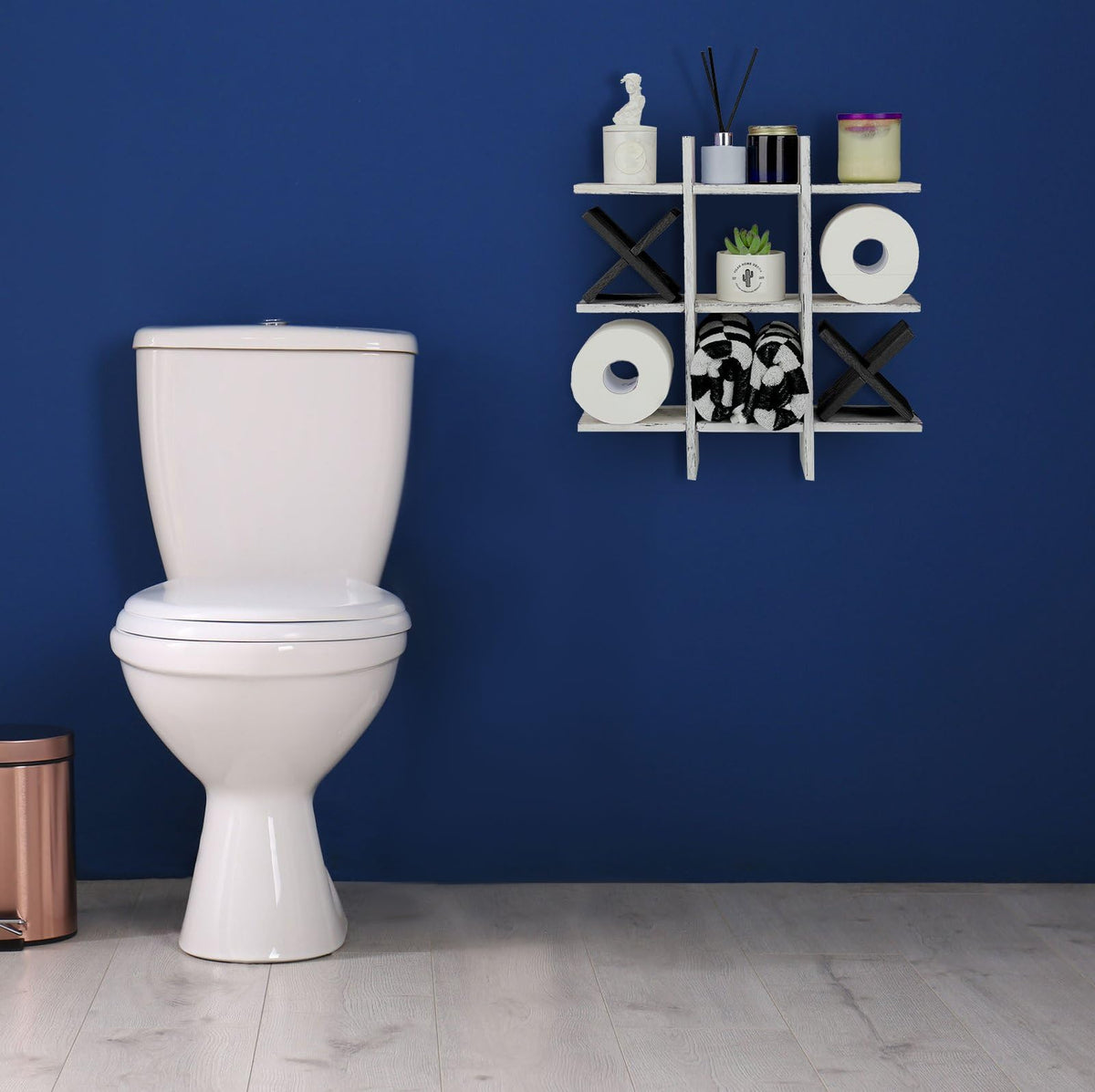 weysat 40x40 cm tic tac toe grid provides compact bathroom storage