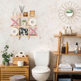 Weysat farmhouse bathroom decor with rustic wood finish