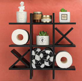 Weysat tic tac toe game design shown on storage board.