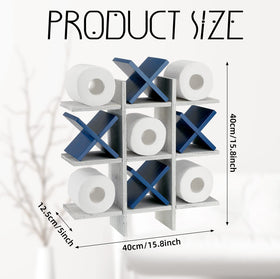 Weysat tic tac toe toilet paper holder stand with rustic finish for bathroom decor
