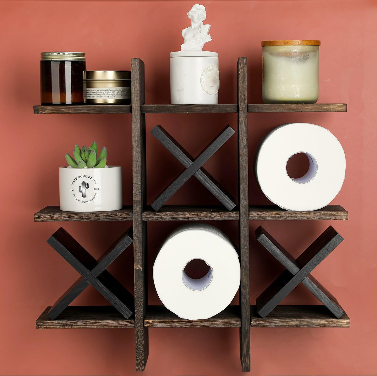 weysat wooden toilet paper storage shelf blends functionality with rustic charm