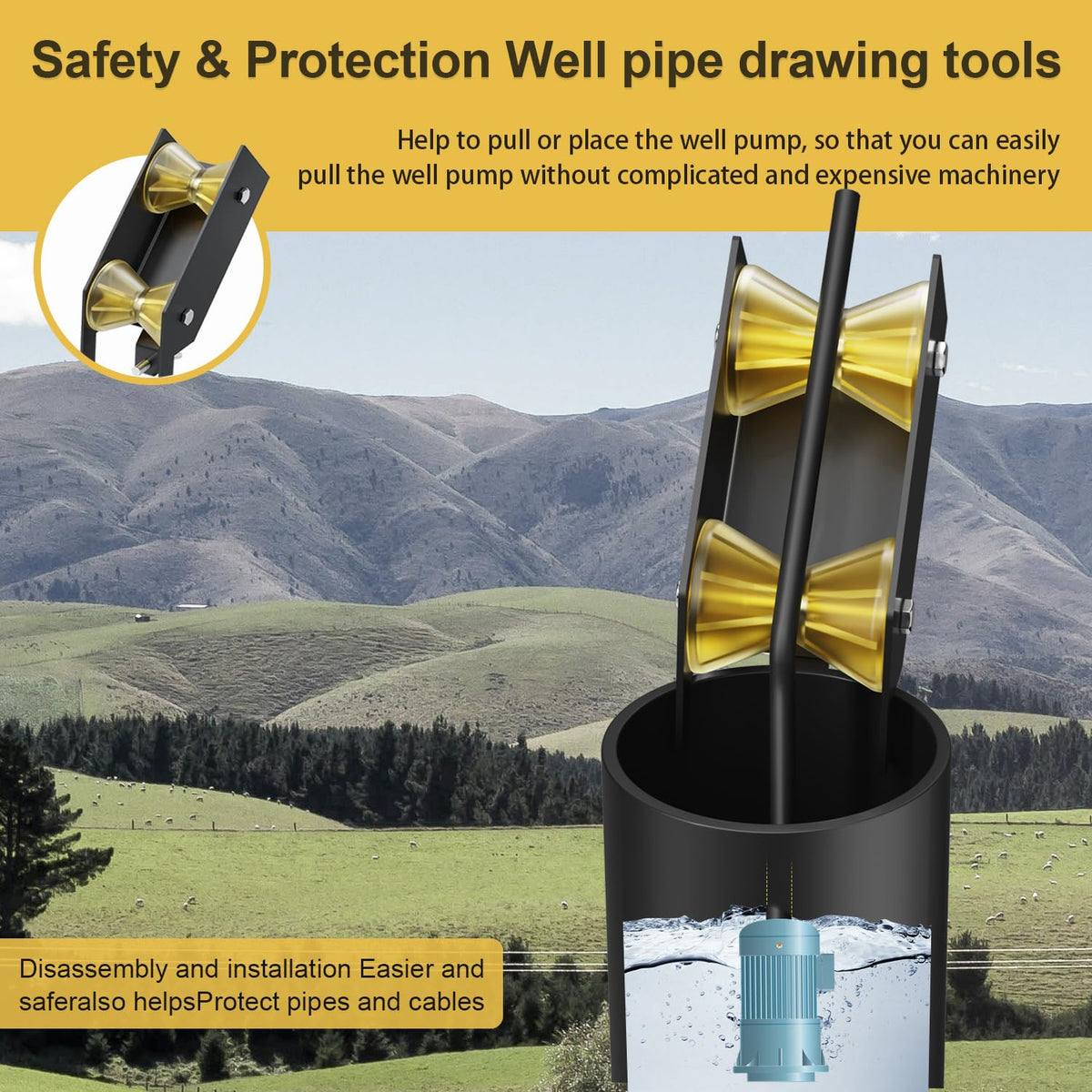 WFCYX well-pump-pulling-tool-built-in-rollers reduce friction for smooth operation