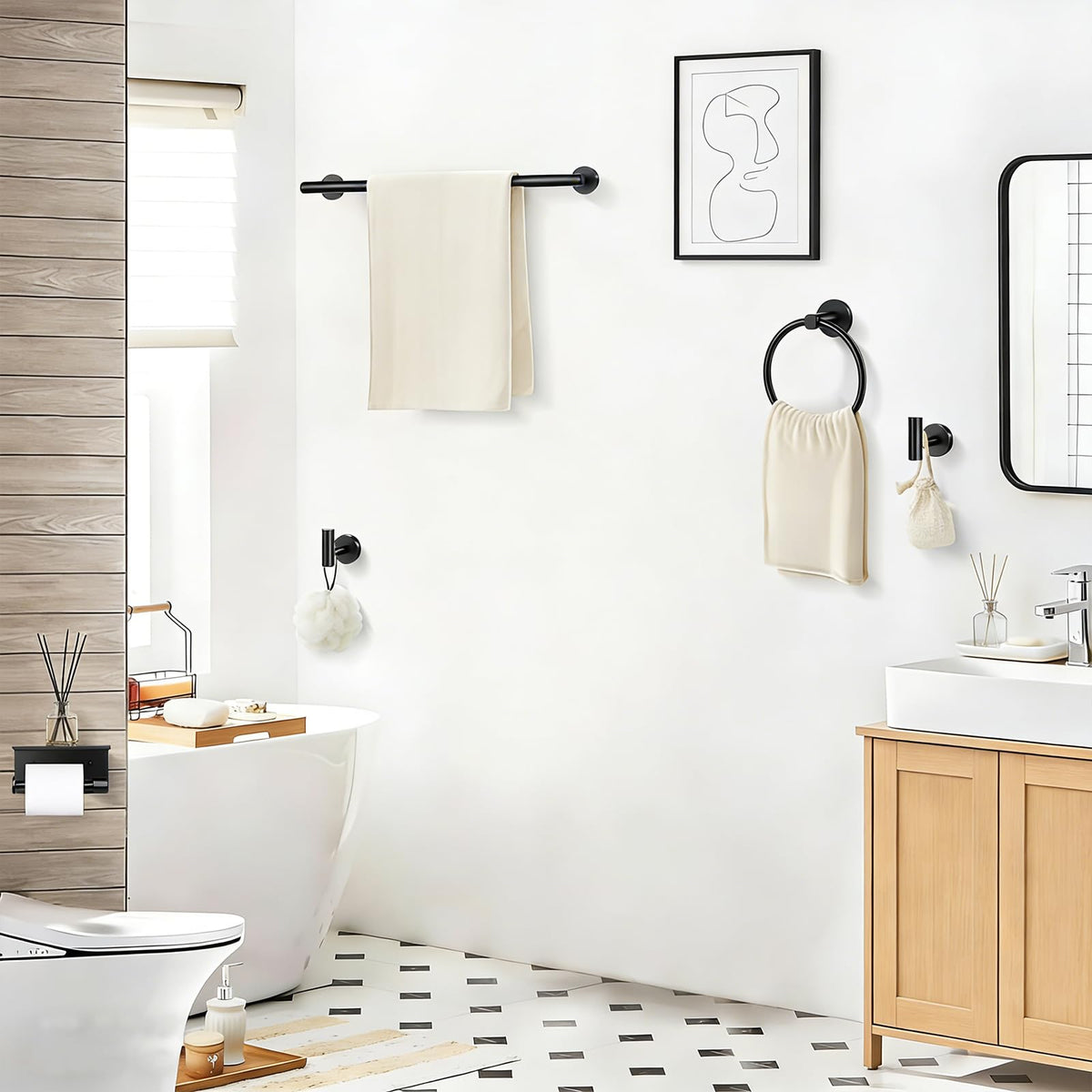 WGXY toilet paper holder with shelf keeps essentials at hand.