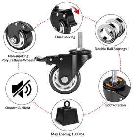 WHARSTM 360-degree stem casters offer smooth maneuverability for tight spots.