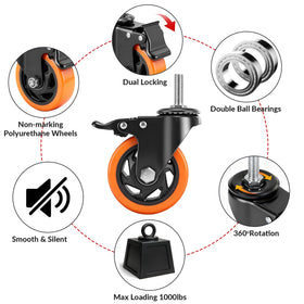 WHARSTM 4-inch caster wheels for furniture and carts.