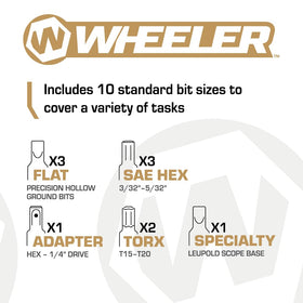 Wheeler Fat Wrench with durable S2 steel bits for long-lasting accuracy.