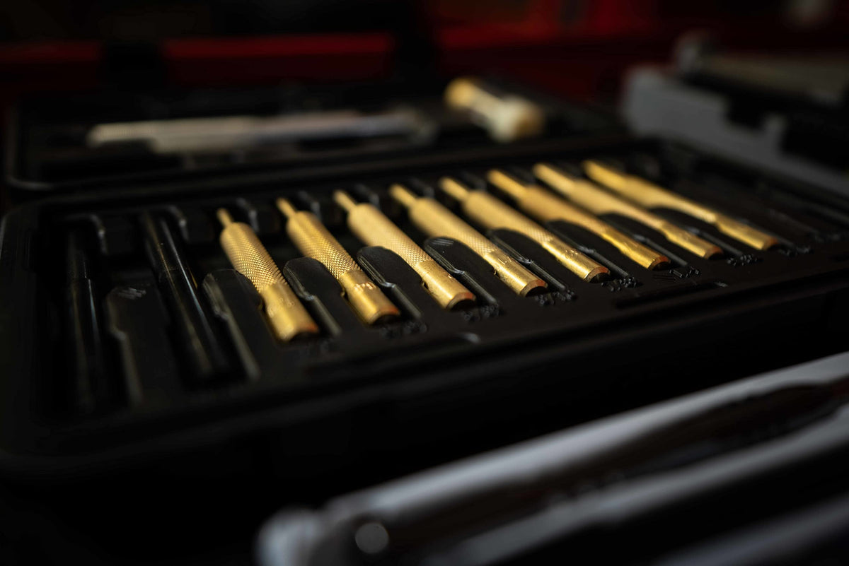 Wheeler workbench setup with tools ready for gunsmithing