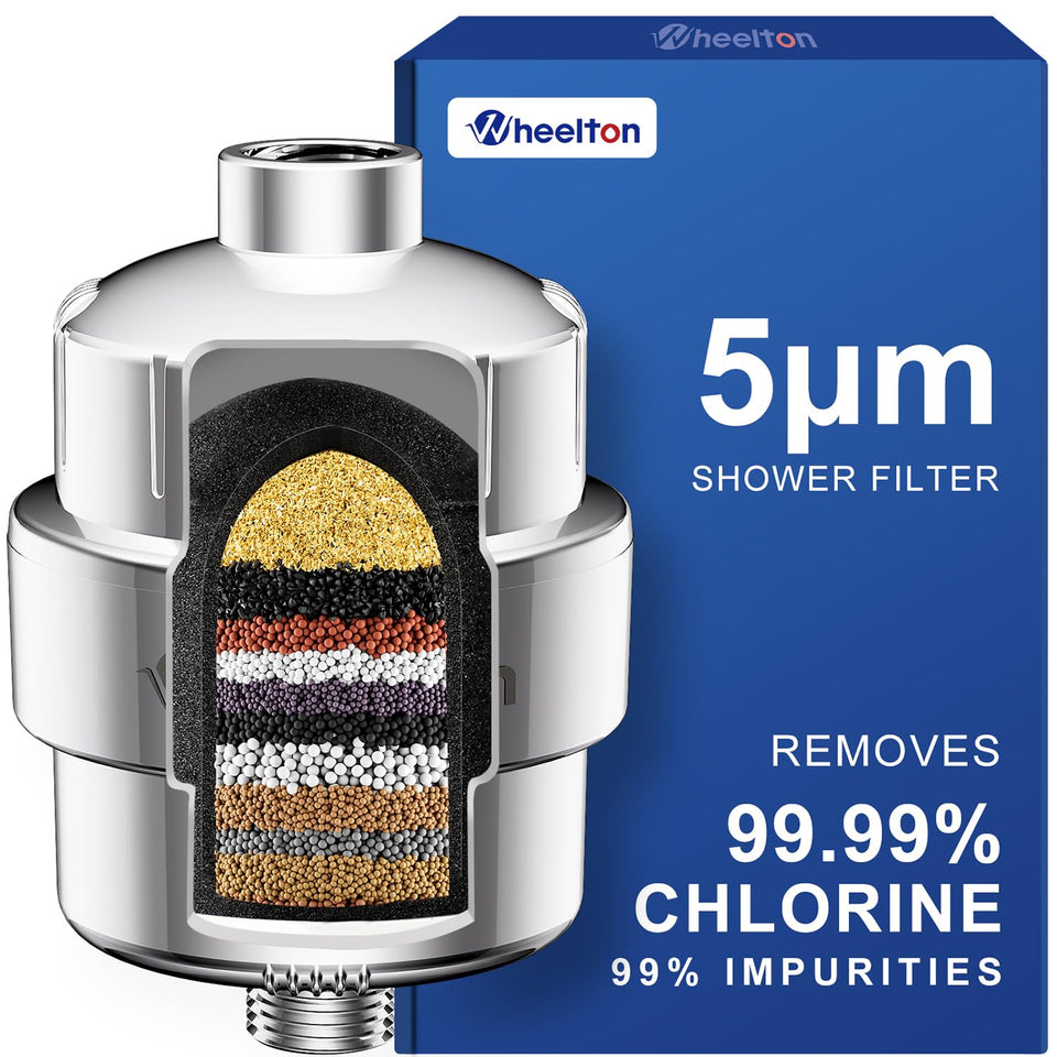 Wheelton WS1 compressed carbon filter for cleaner water, softer skin.