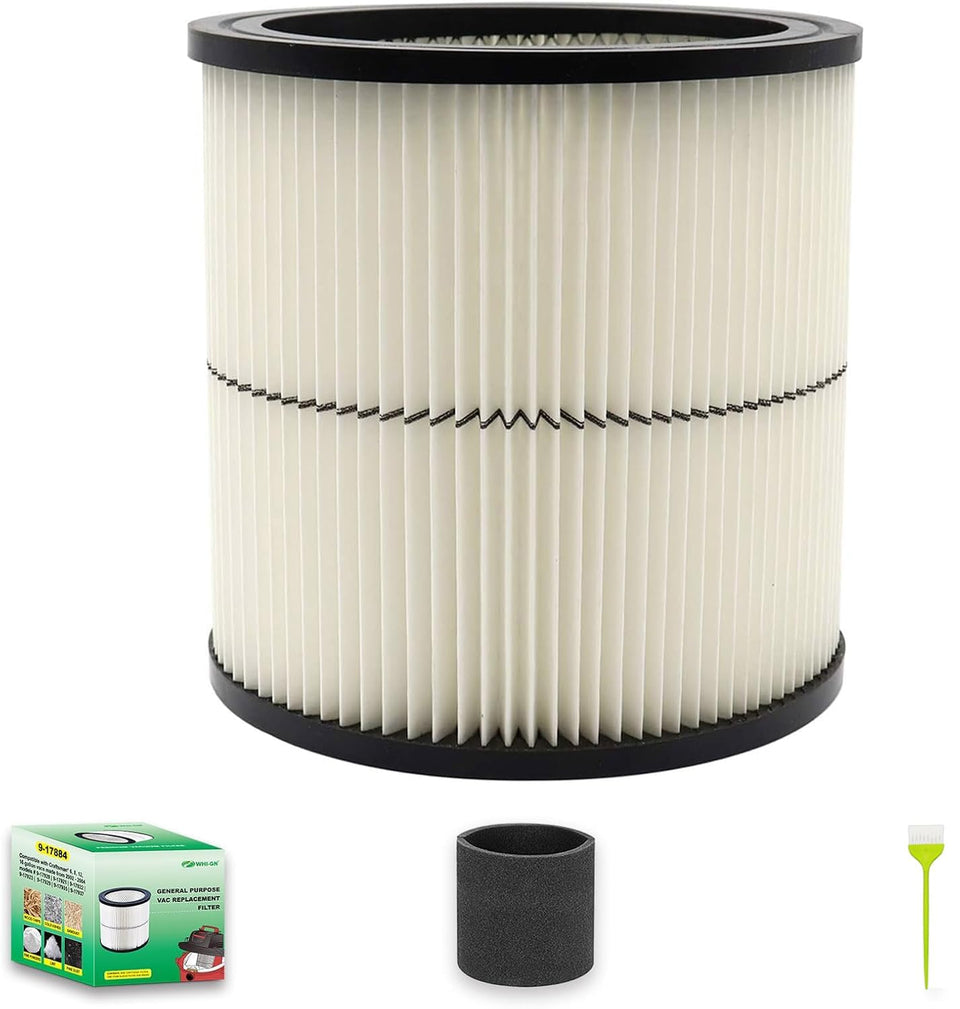 WHI-GN 17884 cartridge filter for Craftsman vacuums, improves suction and filtration