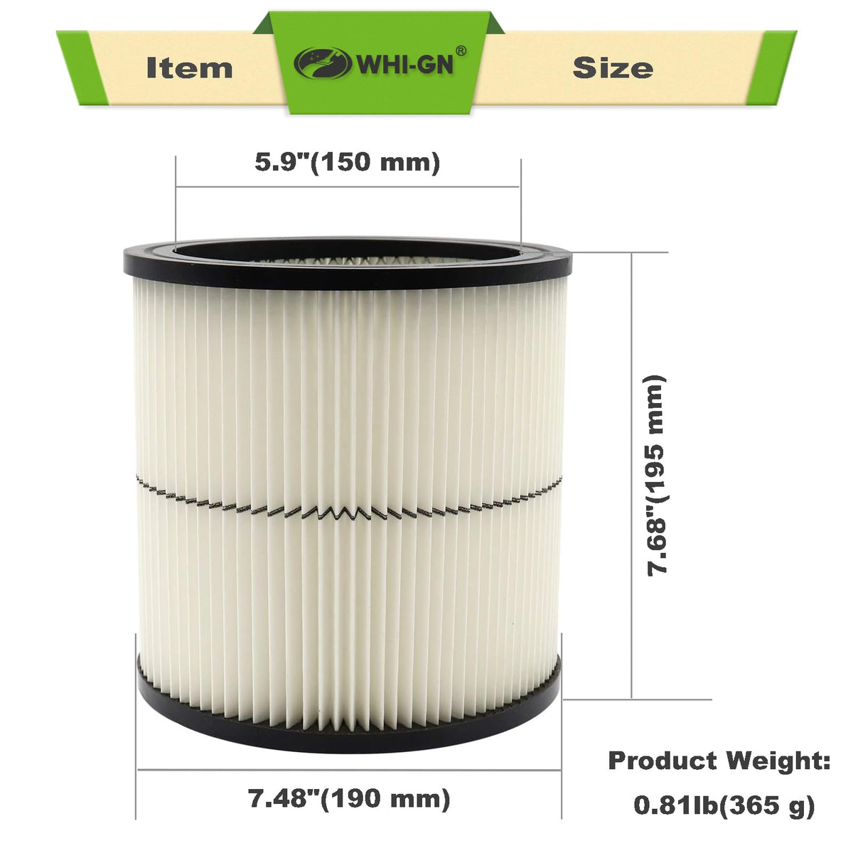 WHI-GN compatibility with Craftsman large vacuums offers versatile use