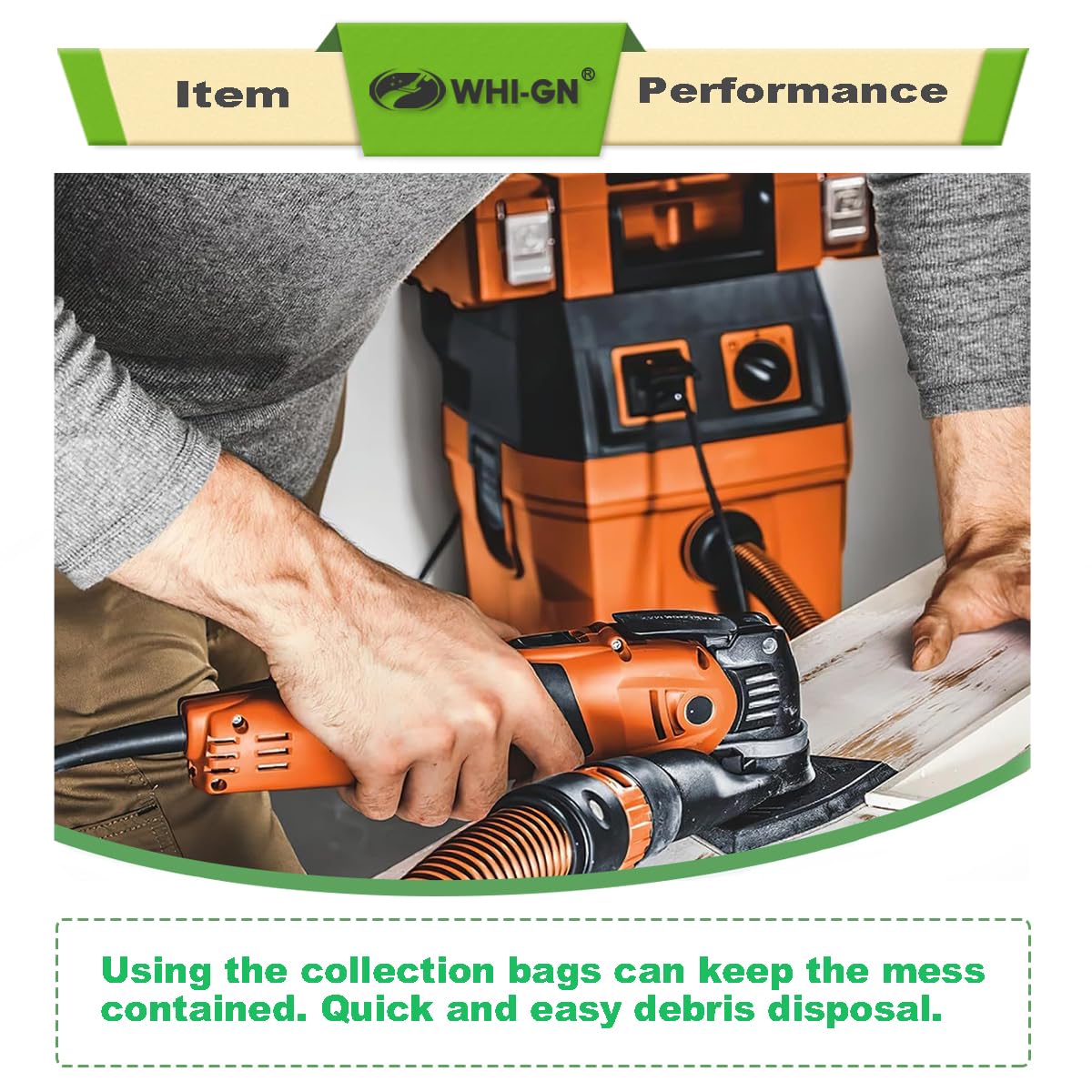 WHI-GN bag dimensions 485 mm by 415 mm for high-capacity tasks