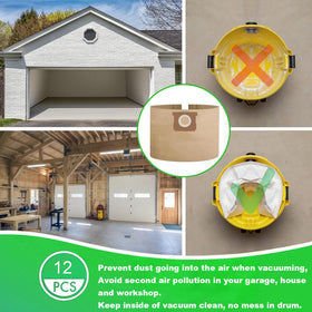 Disposable bags reduce mess during wet/dry cleanup in workshops