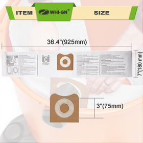 VF3501 bag shows easy drum installation for RIDGID 4-gallon vacuums.