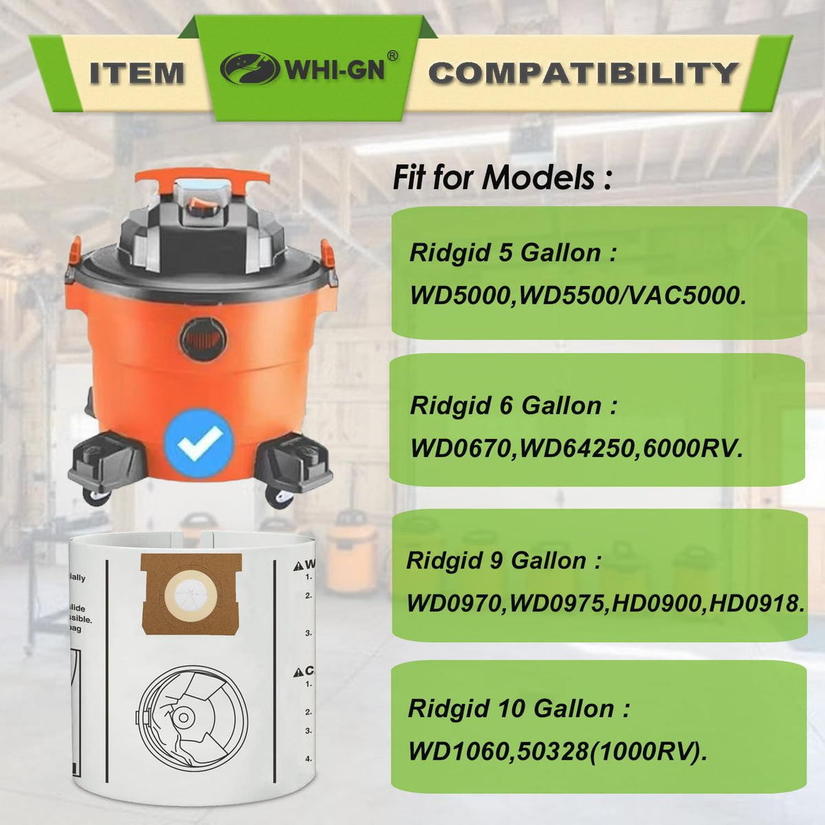 Compatibility notes for RIDGID WD and similar models