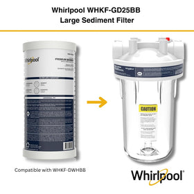 Compatible Whirlpool sediment filter installed in housing to protect plumbing