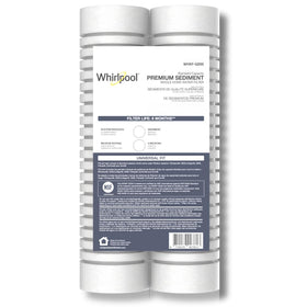 Whirlpool WHKF-GD05 packaging image showing ready-to-install sediment filters for whole-home filtration.