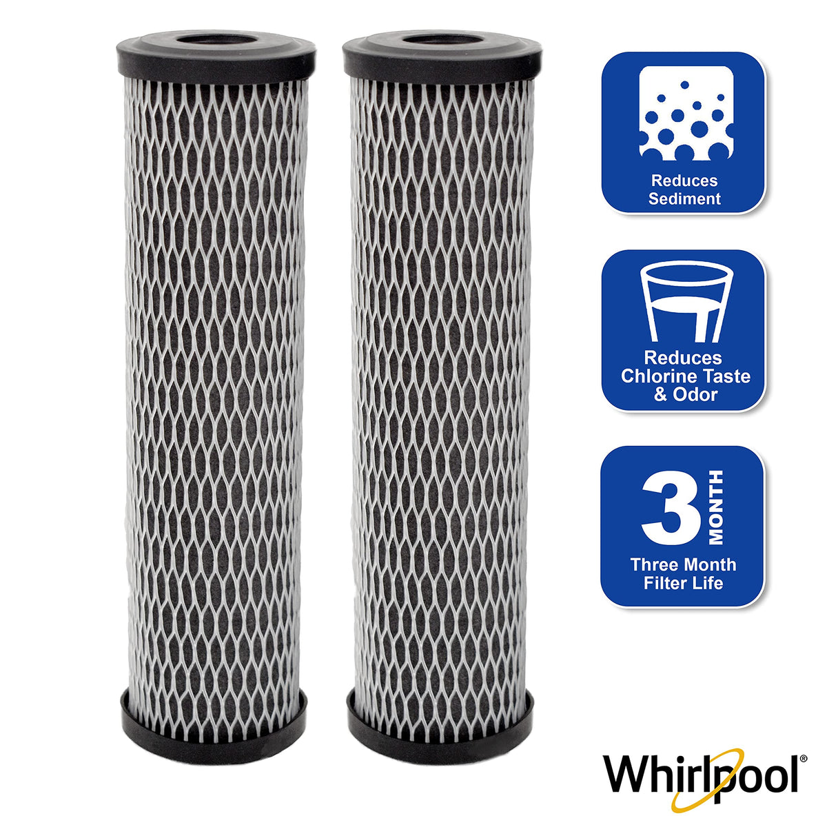 Whirlpool WHKF-WHWC carbon wrap technology highlights sediment reduction for smoother daily use.