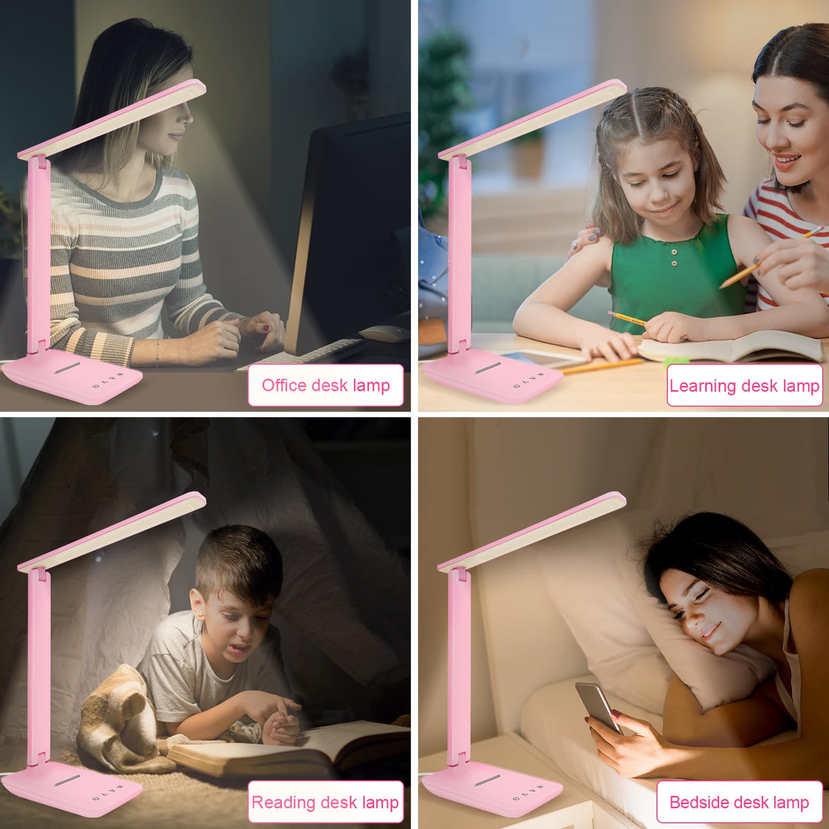 White crown desk lamp with auto timer for energy-saving use