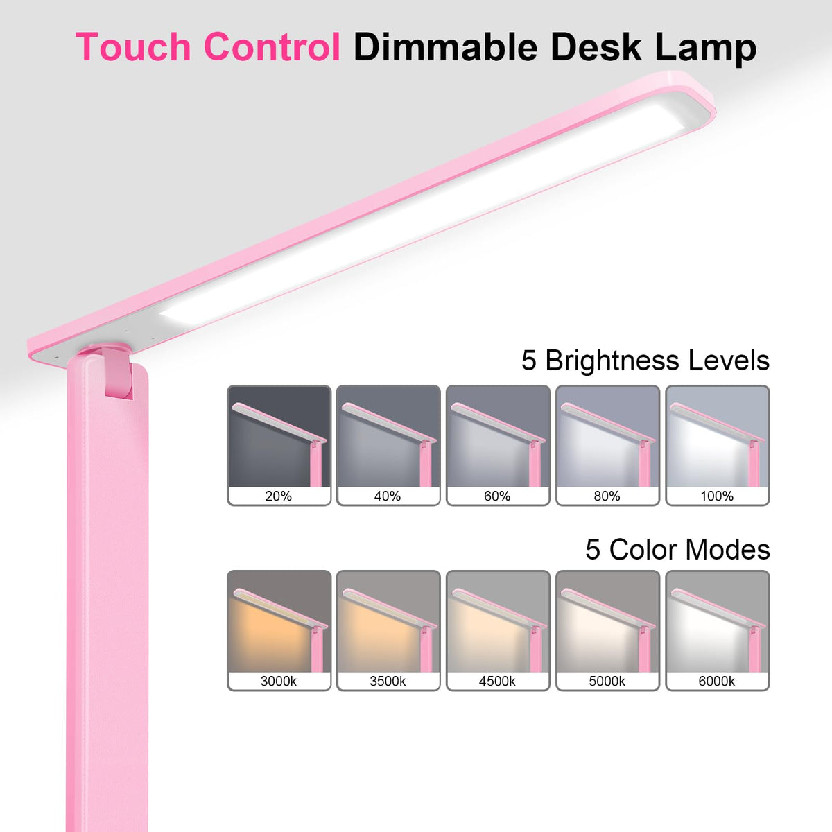 White crown LED desk lamp side profile showing slim, space-saving design