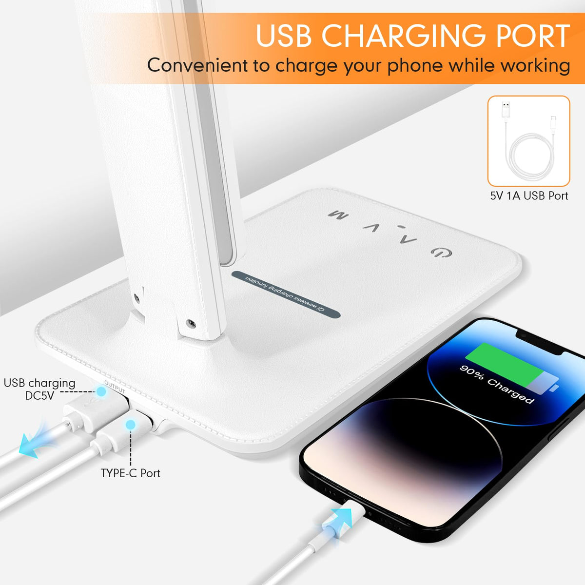 White Crown lamp featuring touch control and memory function for quick setup.