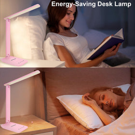 White crown LED desk lamp touch controls enabling easy brightness adjustments