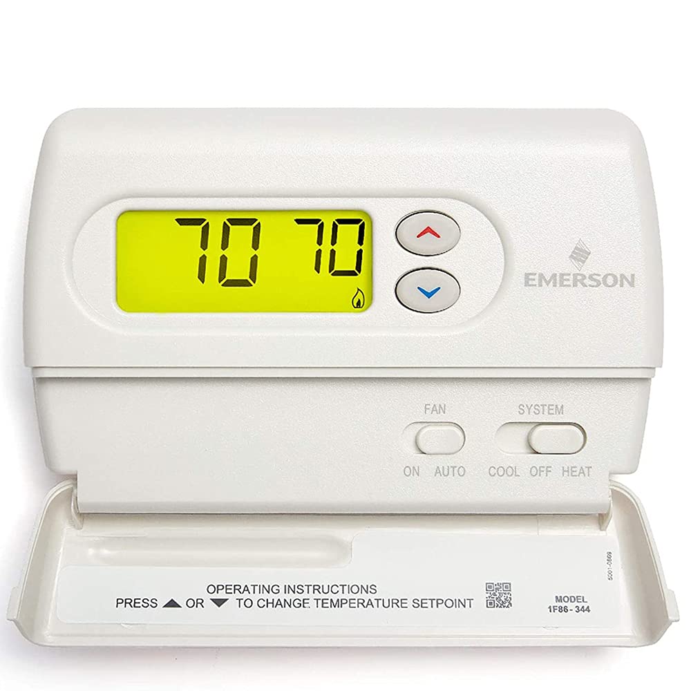 White-Rodgers Emerson 1F86-344 front display showing clear temperature readout