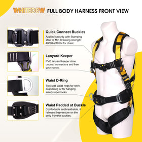 WHITEDEW harness with four quick buckles for fast, glove-friendly adjustments.