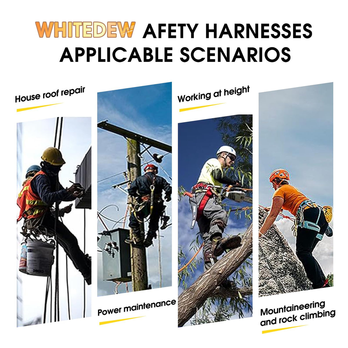 WHITEDEW harness with water-wicking fabric helps manage sweat during outdoor work.