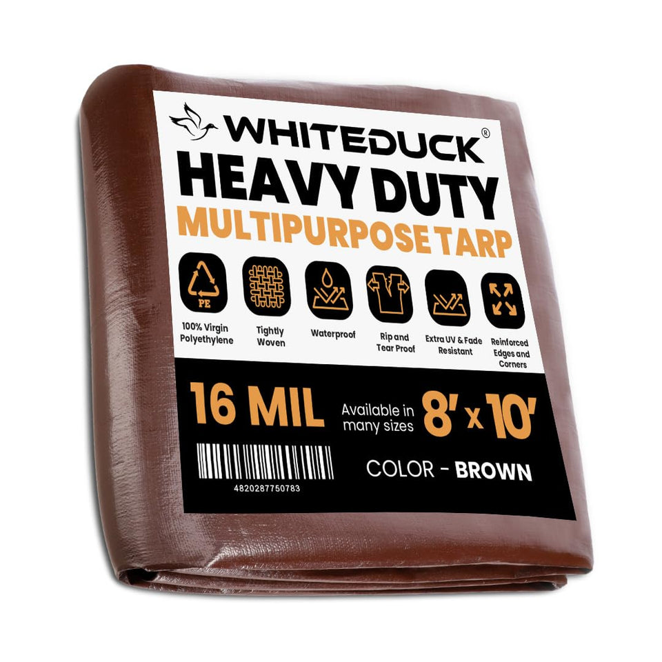 Whiteduck 8x10 tarp shows durable-weather coverage for outdoor use