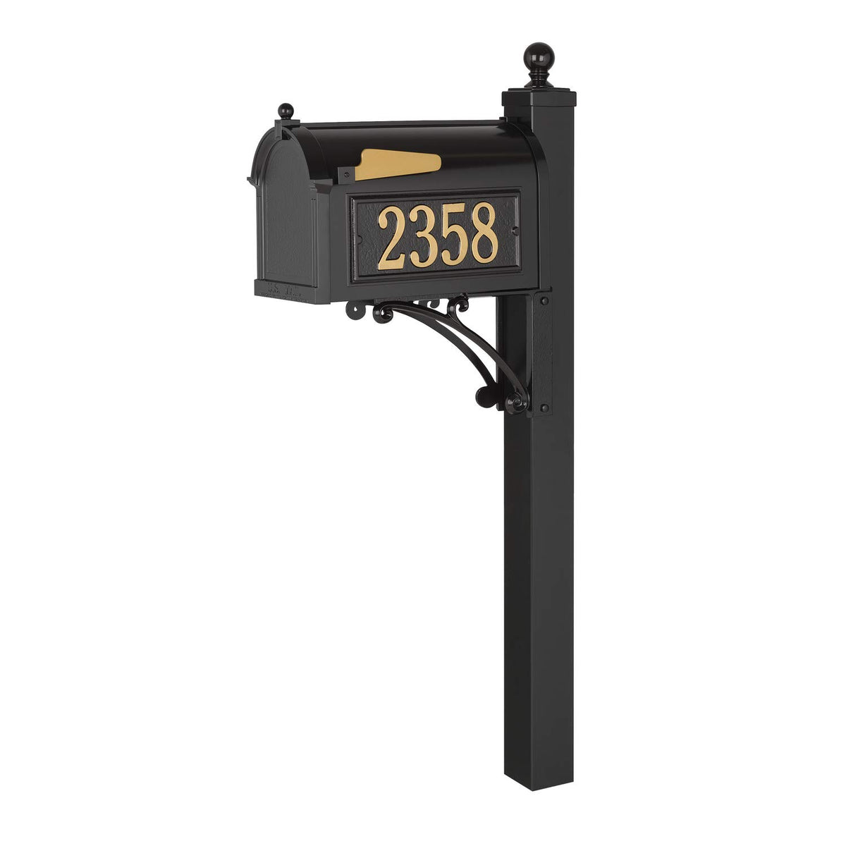 Whitehall Deluxe Mailbox Package Black post assembly with included hardware