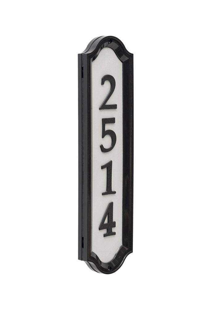 Whitehall Nite Bright address sign back view showing legibility from the curb