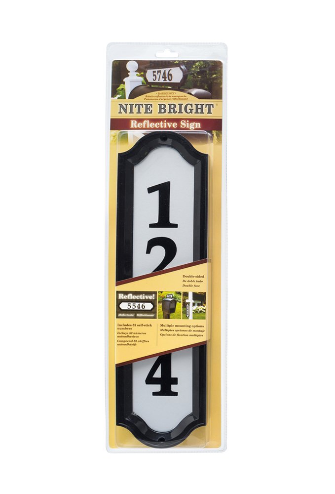 Whitehall Nite Bright address sign wall mount option shown in outdoor setting