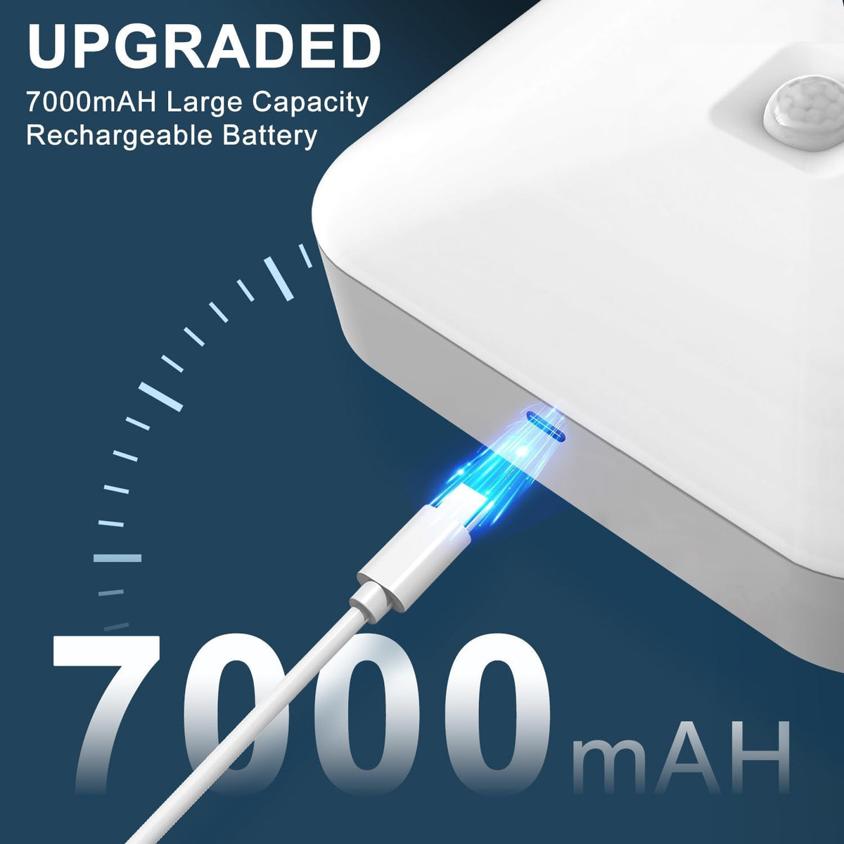 WhitePoplar 7000mAh rechargeable battery powers long-lasting illumination.