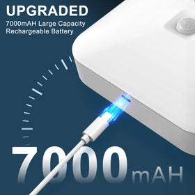 WhitePoplar 7000mAh rechargeable battery powers long-lasting illumination.