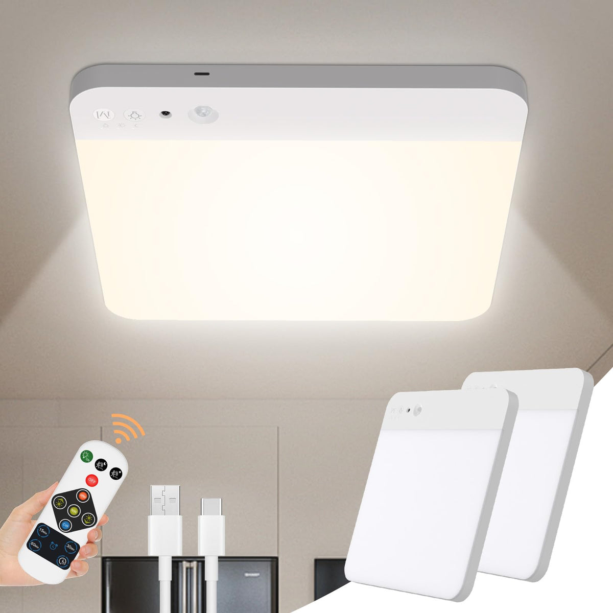 WhitePoplar motion sensor ceiling light with remote for easy closet lighting.
