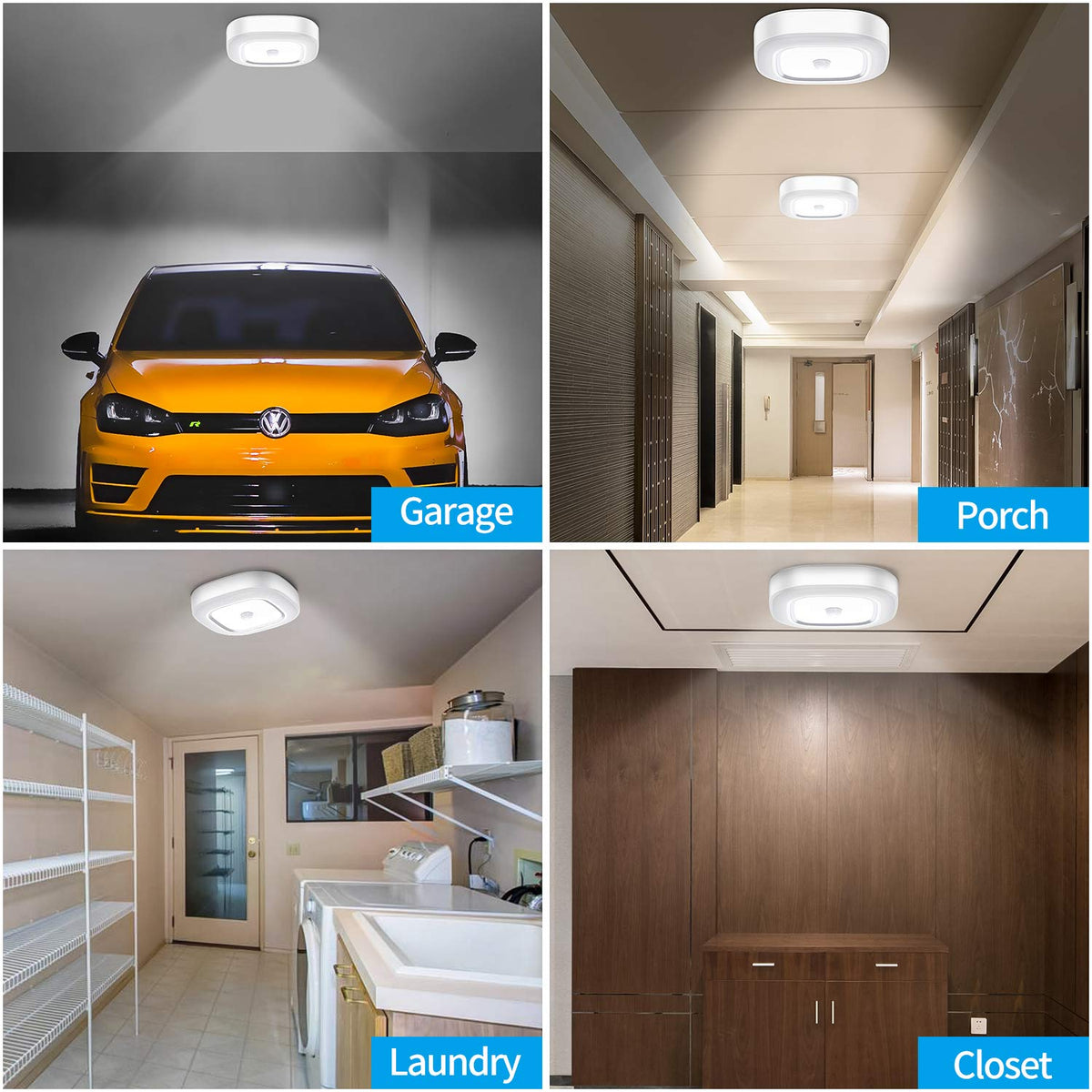WhitePoplar motion sensor ceiling light in bedroom with gentle 300lm glow