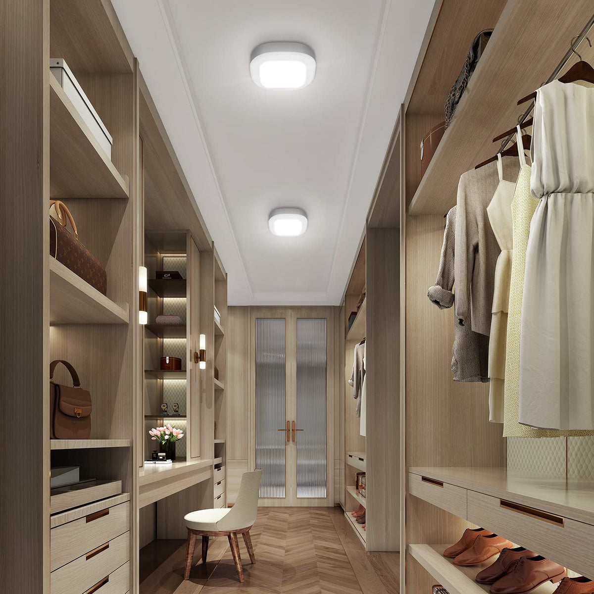 WhitePoplar motion sensor ceiling light in pantry lighting shelves evenly