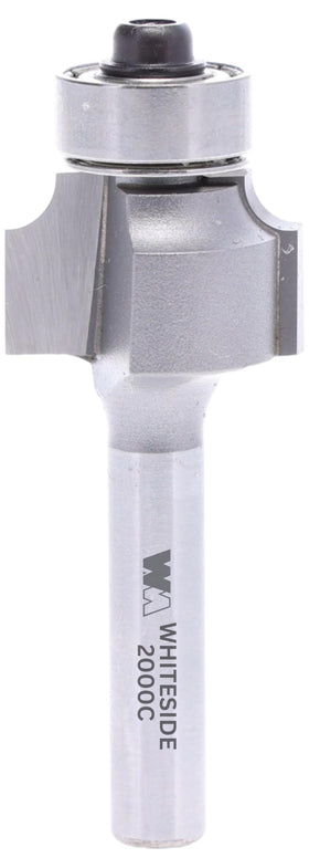 Whiteside 2000C roundover bit with 1/8 inch radius creates a smooth edge on wood.