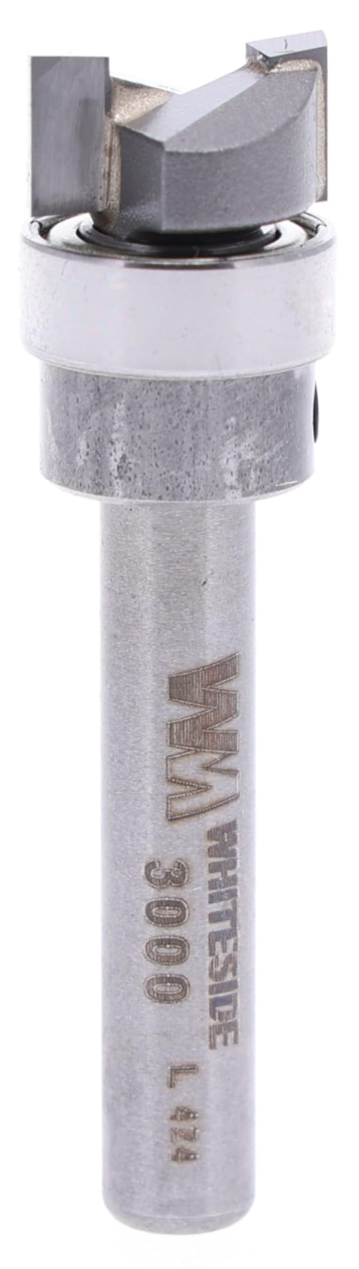 Whiteside 3000 template bit with ball bearing close-up for precise template guidance