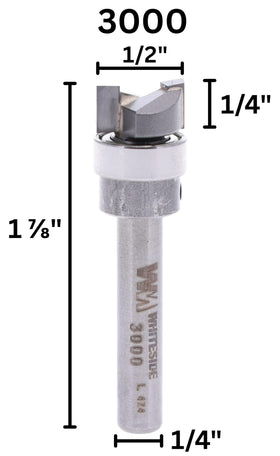 Whiteside 3000 template bit ball bearing in use demonstrates steady template-guided routing