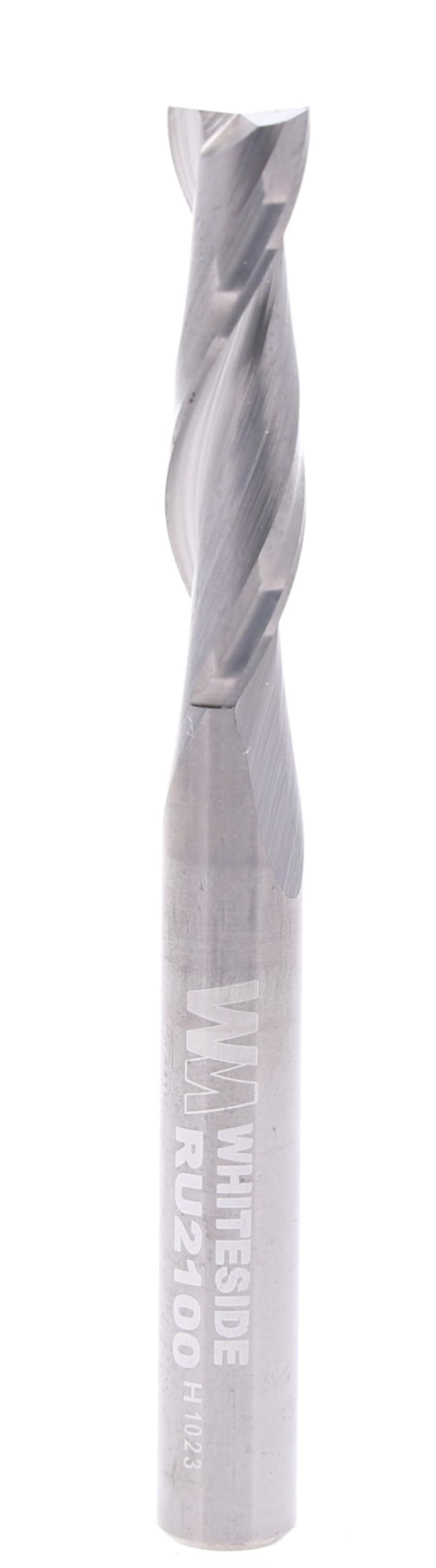 Whiteside RU2100 spiral upcut close-up showing a clean edge for dados