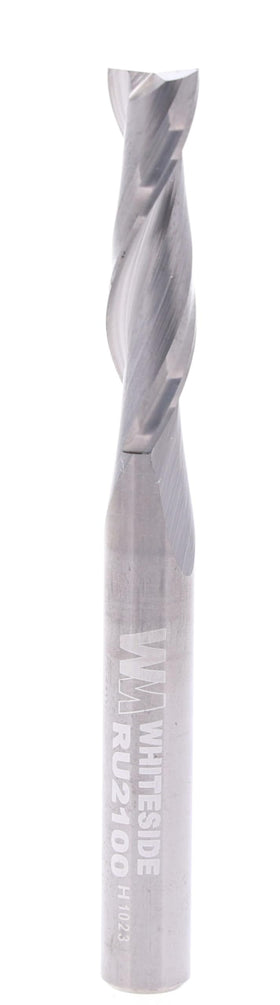 Whiteside RU2100 spiral upcut close-up showing a clean edge for dados
