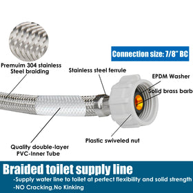WHK braided hose resists kinking, great for tight spaces.